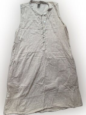 Blanco by Nature Cotton Sleeveless Button Front Dress in Light Beige